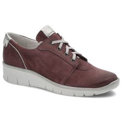 Bordowe Półbuty Pollonus Damskie Skórzane Buty. Czerwone półbuty damskie Pollonus, bez wzorów, z nubiku, eleganckie, bez obcasa, na koturnie, bez zapięcia. Za 189.00 zł.