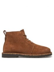 Birkenstock Botki Uppsala Mid Shearling 1028148 Brązowy. Brązowe botki damskie Birkenstock, ze skóry, bez obcasa, na płaskiej podeszwie, bez zapięcia. Za 859.99 zł.