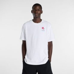 Koszulka męska New Balance MT61Y1F6WT – biała. Białe koszulki sportowe męskie New Balance, m, bez wzorów, z dresówki, bez kołnierzyka, bez ramiączek. Za 169.99 zł.