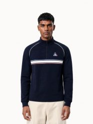 Bluza z zamkiem 1/2 Le Coq Sportif Tri. Niebieskie bluzy sportowe męskie le coq sportif, l, bez wzorów, z materiału, bez kaptura, na fitness i siłownię. Za 476.00 zł.