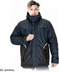 LH-ASTRAL-LJ - Kurtka ochronna ocieplana w wersji przedłużanej męska stójka odsuwany kaptur rękawy zakończone zapięciem na rzep elementy odblaskowe XL. Brązowe kurtki męskie Reis, m, bez wzorów, bez kaptura. Za 236.46 zł.