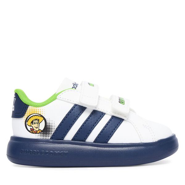 Sneakersy adidas. Białe trampki i tenisówki chłopięce Adidas, bez wzorów, bez zapięcia. Za 139.99 zł.