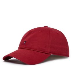 Czapka z daszkiem Tommy Hilfiger. Czerwone czapki i kapelusze damskie Tommy Hilfiger, bez wzorów. Za 169.99 zł.