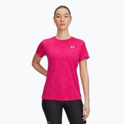 Koszulka treningowa damska Under Armour Tech C-Twist. Czerwone obuwie sportowe damskie Under Armour, bez wzorów, na fitness i siłownię. Za 127.65 zł.