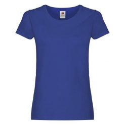 Oryginalna Bawełniana Koszulka Dla Kobiet. Niebieskie koszulki sportowe damskie Fruit of the Loom, s, bez wzorów, z bawełny, sportowe, bez kołnierzyka. Za 33.99 zł.