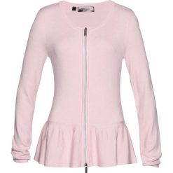 Sweter rozpinany z baskinką bonprix bladoróżowy. Kardigany damskie marki bonprix. Za 89.99 zł.