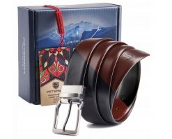 Pasek skórzany Peterson [DH] PTN PSD-01-C-115 dwustronny. Brązowe paski damskie Peterson, bez wzorów, z jeansu, eleganckie. Za 55.99 zł.