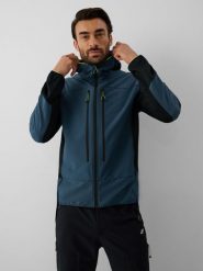 4F Kurtka softshell wiatroodporna męska - denim L. Niebieskie kurtki męskie 4f, l, bez wzorów, z denimu, klasyczne, bez kaptura. Za 399.99 zł.