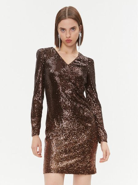 DKNY Sukienka codzienna DD3HZ942 Brązowy Regular Fit. Brązowe sukienki damskie DKNY, na co dzień, bez wzorów, z syntetyku, bez kołnierzyka, bez ramiączek, proste. Za 449.99 zł.