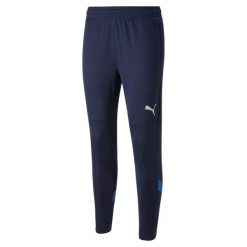 Spodnie treningowe Italie 2022. Niebieskie spodnie sportowe męskie Puma, xs, z aplikacjami, z materiału, do piłki nożnej. Za 270.00 zł.