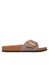Birkenstock Klapki Madrid Big Buckle 1030517 Różowy. Czerwone klapki damskie Birkenstock, bez wzorów, z nubiku, bez obcasa. Za 539.99 zł.