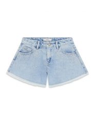 Guess Szorty jeansowe J6GD40 D45E0 Niebieski Regular Fit. Niebieskie spodenki dla dziewczynek Guess, z aplikacjami, z bawełny. Za 194.99 zł.