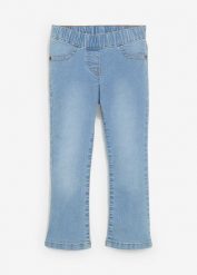 Dżinsy bootcut ze średnim stanem i elastyczną gumką w talii. Niebieskie jeansy dla dziewczynek bonprix, z jeansu. Za 64.99 zł.