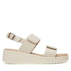 Sandały Caprice. Brązowe sandały damskie Caprice, bez wzorów, bez obcasa, na koturnie, bez zapięcia. Za 209.99 zł.