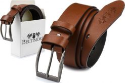 Beltimore Beltimore skórzany pasek męski brązowy szeroki E03. Brązowe paski damskie Beltimore, bez wzorów. Za 54.99 zł.