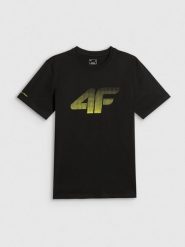 4F T-shirt regular z nadrukiem męski - czarny XL. Czarne t-shirty męskie 4f, m, bez wzorów, z bawełny, biznesowe, bez kołnierzyka. Za 69.99 zł.