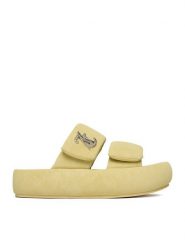 Juicy Couture Klapki CEO-WSS21515-06 Żółty. Żółte klapki damskie Juicy Couture, bez wzorów, ze skóry, bez obcasa. Za 249.99 zł.