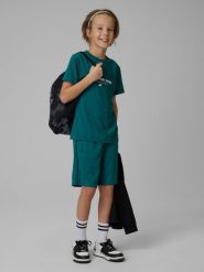 4F Spodenki sportowe szybkoschnące chłopięce - turkusowe 122/128 (6-8 lat). Niebieskie szorty dla chłopców 4f, bez wzorów, z materiału, sportowe. Za 69.99 zł.