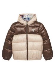 Guess Kurtka zimowa L5YL00 WEGY0 Beżowy Regular Fit. Brązowe buty zimowe chłopięce Guess, z aplikacjami, z syntetyku, bez zapięcia. Za 399.99 zł.