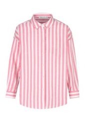 Koszula w paski z lnem K-VEHI. Czerwone bluzki damskie Volcano, na lato, xxl, bez wzorów, ze lnu, bez kołnierzyka, bez ramiączek. Za 119.99 zł.