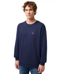 MESKA BLUZA WRANGLER SIGN OFF CREW NAVY 112350534. Niebieskie bluzy męskie Wrangler, xl, bez wzorów, bez kaptura. Za 149.99 zł.