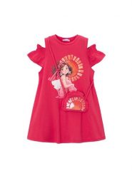 Mayoral Sukienka letnia 3941 Czerwony Regular Fit. Czerwone sukienki dla dziewczynek Mayoral, na lato, bez wzorów, z bawełny, bez ramiączek. Za 149.99 zł.