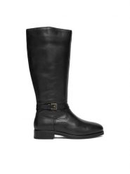 Tommy Hilfiger Kozaki FW0FW08873 Czarny. Czarne kozaki damskie Tommy Hilfiger, ze skóry, bez obcasa, na płaskiej podeszwie. Za 999.99 zł.