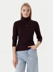 Calvin Klein Jeans Golf LV047D203G Brązowy Slim Fit. Brązowe swetry damskie Calvin Klein Jeans, l, bez wzorów, z bawełny, bez kołnierzyka, bez ramiączek, bez kaptura. Za 209.99 zł.