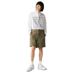 Spodenki turystyczne męskie Lacoste. Zielone szorty męskie Lacoste, m, bez wzorów, z bawełny, eleganckie. Za 287.00 zł.