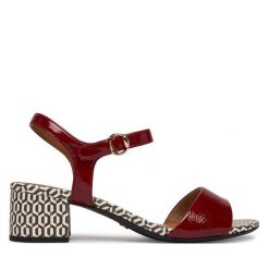 Sandały Tamaris. Czerwone sandały damskie Tamaris, bez wzorów, bez obcasa, na słupku, bez zapięcia. Za 259.99 zł.