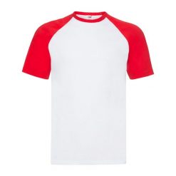 Męska Koszulka Baseballowa Z Krótkim Rękawem. Białe koszulki sportowe męskie Fruit of the Loom, m, bez wzorów, bez kołnierzyka, bez ramiączek. Za 43.99 zł.