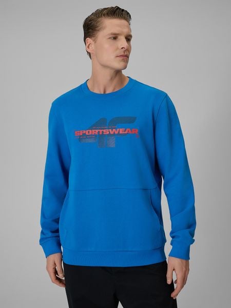 4F Bluza dresowa regular bez kaptura męska - niebieska M. Niebieskie bluzy męskie 4f, m, bez wzorów, z dresówki, bez kaptura. W wyprzedaży za 119.99 zł.