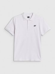 4F Koszulka polo regular męska - biała S. Białe koszulki polo męskie 4f, m, bez wzorów, z bawełny, biznesowe, bez ramiączek. Za 89.99 zł.