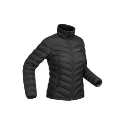 Kurtka trekkingowa puchowa Trek 500 damska. Czarne kurtki damskie FORCLAZ, m, bez wzorów, z materiału, bez kaptura. Za 249.99 zł.