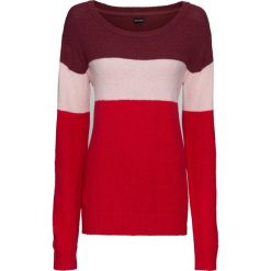 Sweter dzianinowy bonprix bordowo-pastelowy jasnoróżowy - czerwony melanż. Swetry damskie bonprix. Za 37.99 zł.
