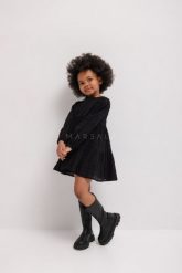 MINI sukienka rozkloszowana w kolorze CZARNYM - BLUSH-80-86 (12-18). Czarne sukienki dla dziewczynek Marsala, bez wzorów, z bawełny, bez ramiączek. W wyprzedaży za 64.95 zł.