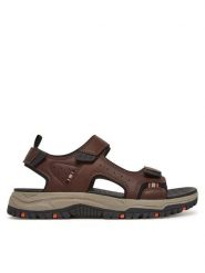 Skechers Sandały Prewitt-Rigdon 205139/BRBK Brązowy. Brązowe sandały męskie Skechers, ze skóry, bez zapięcia. Za 199.99 zł.