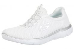 Obuwie Sportowe Damskie Skechers Summits Biały. Białe obuwie sportowe damskie Skechers, bez wzorów, z materiału. Za 259.99 zł.