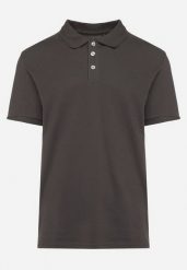Ciemnoszara Bawełniana Koszulka Polo z Guzikami Uxariassa. Szare koszulki polo męskie Born2be, l, bez wzorów, z bawełny, bez ramiączek. Za 39.99 zł.