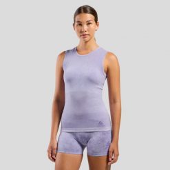 Koszulka damska bez rękawów Odlo PERFORMANCE LIGHT - RAIN DYE BL TOP crew neck. Fioletowe koszulki sportowe damskie Odlo, m, bez wzorów, z elastanu, bez kołnierzyka, bez ramiączek, do biegania. Za 229.99 zł.