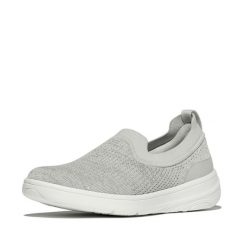 Baskets FitFlop Super-Q Knit Slip-Ons. Szare trampki i tenisówki damskie FIT FLOP, bez wzorów, z materiału, sportowe, bez zapięcia. Za 440.00 zł.