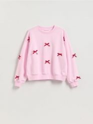 Bluza z kokardkami - różowy. Czerwone bluzy damskie Reserved, l, bez wzorów, z bawełny, bez kaptura. Za 109.99 zł.