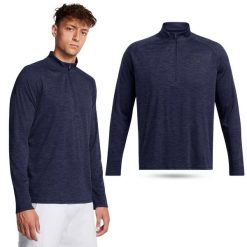 Koszulka męska treningowa Under Armour Tech z długim rękawem. Niebieskie bluzy męskie Under Armour, m, bez wzorów, bez kołnierzyka, bez ramiączek, do biegania. W wyprzedaży za 158.20 zł.