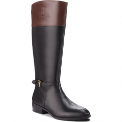 Oficerki LAUREN RALPH LAUREN - Madisen 802712326003 Black/Dark Brown. Czarne kozaki damskie Lauren Ralph Lauren, z materiału. Za 829.90 zł.