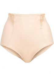 Figi, średnio modelujące sylwetkę. Białe bielizna wyszczuplająca bonprix, z koronki. Za 47.99 zł.