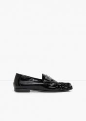 Loafersy z marszczeniem. Czarne baleriny damskie bonprix, bez wzorów, klasyczne, bez obcasa. Za 112.99 zł.