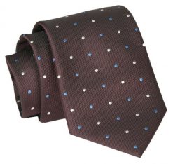 Krawat - ALTIES - Brązowy, Drobne Groszki. Brązowe krawaty i muchy Alties, bez wzorów, z tkaniny, eleganckie. Za 49.00 zł.