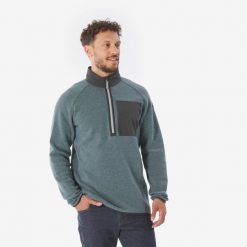 Sweter turystyczny męski Quechua NH500. Niebieskie swetry przez głowę męskie QUECHUA, m, bez wzorów, z bawełny, bez kołnierzyka. Za 129.99 zł.