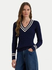 LAUREN RALPH LAUREN Sweter 200B22020002 Granatowy Relaxed Fit. Niebieskie swetry damskie Lauren Ralph Lauren, m, bez wzorów, z bawełny, bez kołnierzyka, bez ramiączek, bez kaptura. Za 806.99 zł.