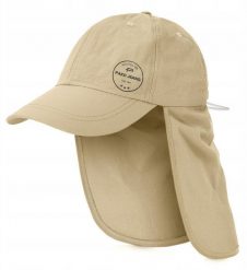 Praktyczna i Lekka Czapka z Daszkiem i Ochroną Karku - Pako Jeans - Beż. Brązowe czapki i kapelusze męskie Pako Jeans, bez wzorów, z jeansu. Za 49.99 zł.